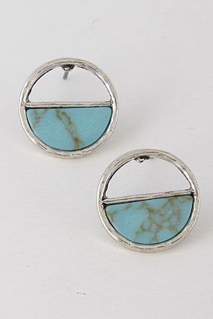 Circle Shape with Stone Detail Cute Earring 6GAC6